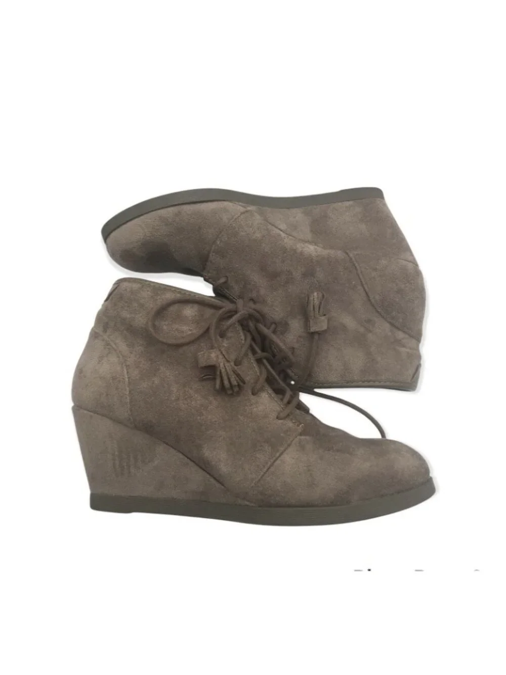 Wedge Ankle Boots Brown Womens 8 M Faux Suede Lace Up Madden Girl 3